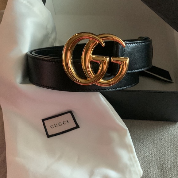 Gucci gg marmot leather belt with shiny buckle like new - Picture 1 of 11
